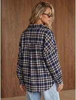 Dámska flanelová košeľa s kockovaným vzorom, tmavomodrá, FashionStreet DY0508 Dámska flanelová košeľa s kockovaným vzorom, tmavomodrá, FashionStreet DY0508