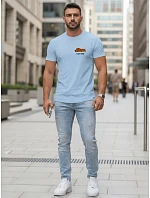 Pánske bavlnené tričko s minimalistickou potlačou modré FashionStreet NX5096R Pánske bavlnené tričko s minimalistickou potlačou modré FashionStreet NX5096R