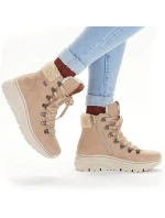 Dámske členkové zateplené topánky W RKR572 Hnedo-béžová - Rieker