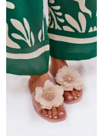 Transparentne Płaskie Klapki Damskie Ze Sztucznym Kwiatem Nude Vobetta