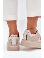 Skórzane Damskie Sneakersy Na Platformie Daniel Lopez Just Dare SS2D4003 Beżowe