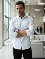 Pánska biela vzorovaná košeľa slim fit FashionStreet DX2697