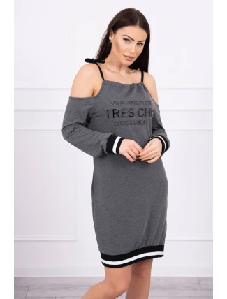 Šaty Tres Chic v grafitovej farbe