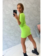 Šaty s gombíkovým výstrihom zelené neónové