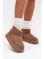 Śniegowce Damskie Na Platformie Ocieplane Futerkiem Khaki Vesirae