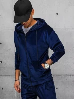 Pánska tmavomodrá velúrová mikina FashionStreet BX5541