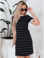Dámske pruhované mini šaty FITLINES black FashionStreet EY2584 Dámske pruhované mini šaty FITLINES black FashionStreet EY2584