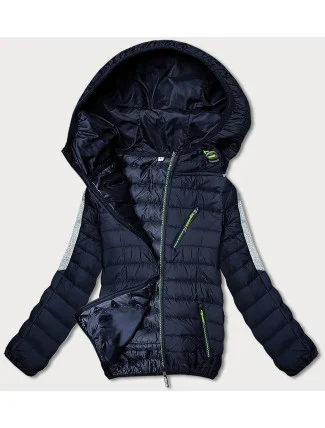 Tmavo modro-šedá prešívaná dámska bunda s kapucňou (8M912-215) Tmavo modro-šedá prešívaná dámska bunda s kapucňou (8M912-215)