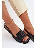 Dámské sandály na nízkém podpatku s ozdobou S.Barski KV61-6016 Černé