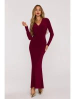 M891 Šaty s opaskom a šerpou - bordové