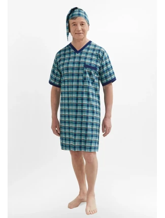 Pánska nočná košeľa Martel 502 Káro kr / r M-2XL Sylwester I Pánska nočná košeľa Martel 502 Káro kr / r M-2XL Sylwester I