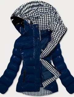 Tmavomodrá/biela dámska prešívaná bunda (w807#)