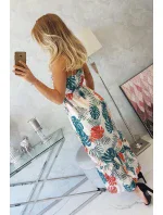 Šaty s motívom listov ecru