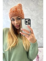 Fleecová čiapka Melisa K241 oranžová+sivá