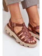 Skórzane Sandały Damskie Zazoo 3695 Brązowe