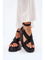 Dámske sandále na platforme WS-001 Black - GIVANA Dámske sandále na platforme WS-001 Black - GIVANA