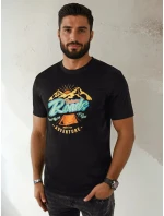 Pánske bavlnené tričko s potlačou čierne FashionStreet RX5400