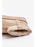 Śniegowce Na Platformie Ze Wzorem Beżowe Udra