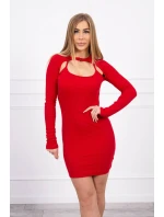 Červené pruhované šaty s priliehavým strihom