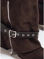 Dámske semišové čižmy s ihličkovým podpätkom hnedé FashionStreet ZY1131
