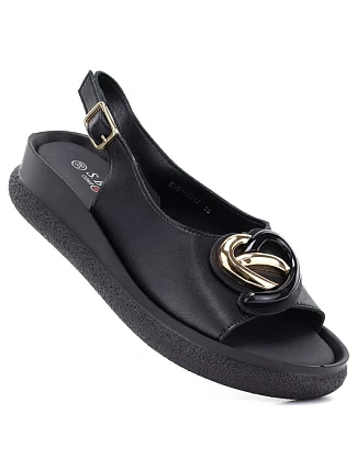 Dámske kožené sandále na platforme čierne S.Barski 61-6047