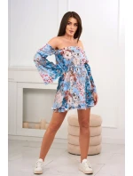 Modré kvetinové šaty s pruhmi