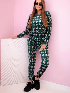 Dámska velúrová súprava s monogramom zelená + béžová