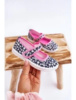 Dziecięce Baleriny Na Rzep W Print Granatowo-Różowe Selah