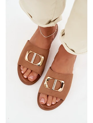 Dámské pantofle s zlatým detailem Camel Elmera
