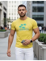 Pánske tričko s klasickou žltou potlačou FashionStreet NX5020R