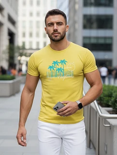 Pánske tričko s klasickou žltou potlačou FashionStreet NX5020R