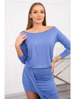 Asymetrické šaty, 3/4 rukávy, džínsovina