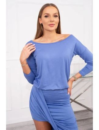 Asymetrické šaty, 3/4 rukávy, džínsovina