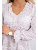 Šaty s ozdobnými volánikmi béžovej