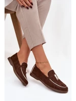 Mokasyny Loafersy Damské Z Eko Zamszu Čokoládové Darwen