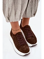 Kožené semišové dámske tenisky na platforme Chocolate Inaya Kožené semišové dámske tenisky na platforme Chocolate Inaya