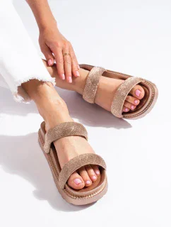 Dizajnové nazúvaky dámske zlaté bez podpätku