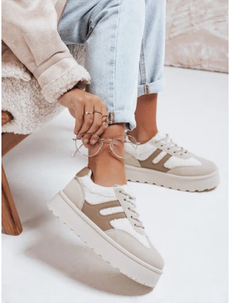 Dámske zateplené tenisky na platforme béžové FashionStreet ZY1080