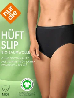 NUR DIE COTTON MIDISLIP dámske nohavičky s vysokým strihom - NUR DIE - čierna