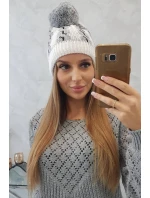 Dámska čiapka s brmbolcom Rozalia K323 sivá+biela