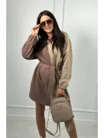 Izolovaná dvojfarebná mikina tmavo béžová + svetlo béžová