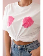 Bavlnená blúzka s kvetinovou potlačou biela