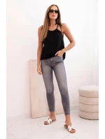 Dámske bavlnené tielko so zaväzovaním za krkom čierne