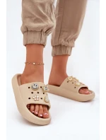 Klapki Damskie Piankowe Z Przypinkami Vinceza 76055 Beżowe