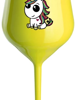 DUHOVÝ JEDNOROŽEC - žlutá nerozbitná sklenice na víno 470 ml