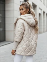 Dámska prechodná prešívaná bunda oversize PUFFILOF light beige FashionStreet TY4856 Dámska prechodná prešívaná bunda oversize PUFFILOF light beige FashionStreet TY4856