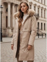 Dámska zimná bunda parka s kožušinou béžová FashionStreet TY5112 Dámska zimná bunda parka s kožušinou béžová FashionStreet TY5112