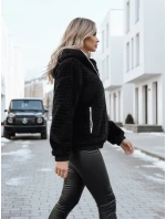 Dámska kožušinová bunda s kapucňou čierna FashionStreet TY5271
