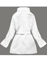 Biela prešívaná dámska bunda s opaskom (7262)