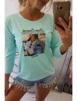 Blúzka s potlačou Collage mint Blúzka s potlačou Collage mint
